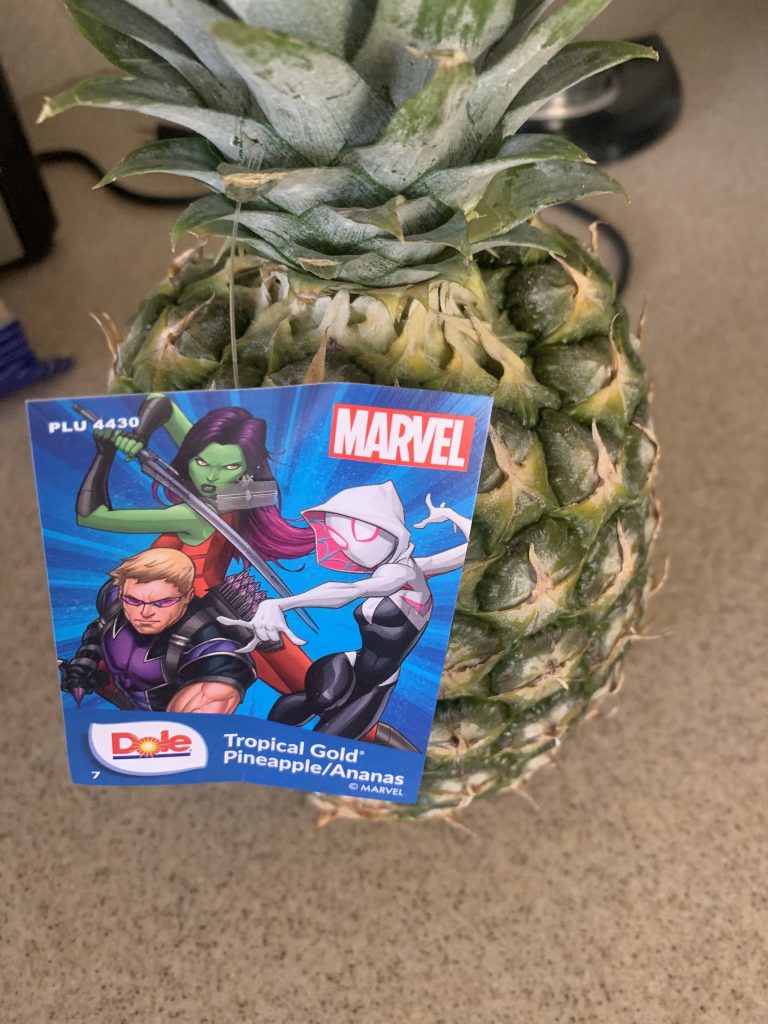 Pineapple with Marvel tag